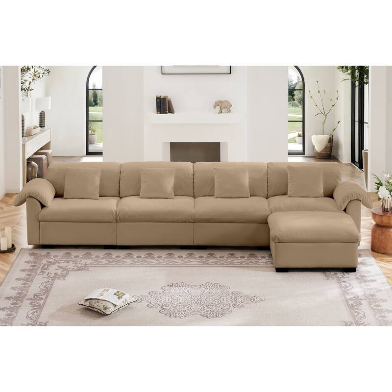 Velvet Fabric Modular Cloud Couch with Storage Seat,Free Combination