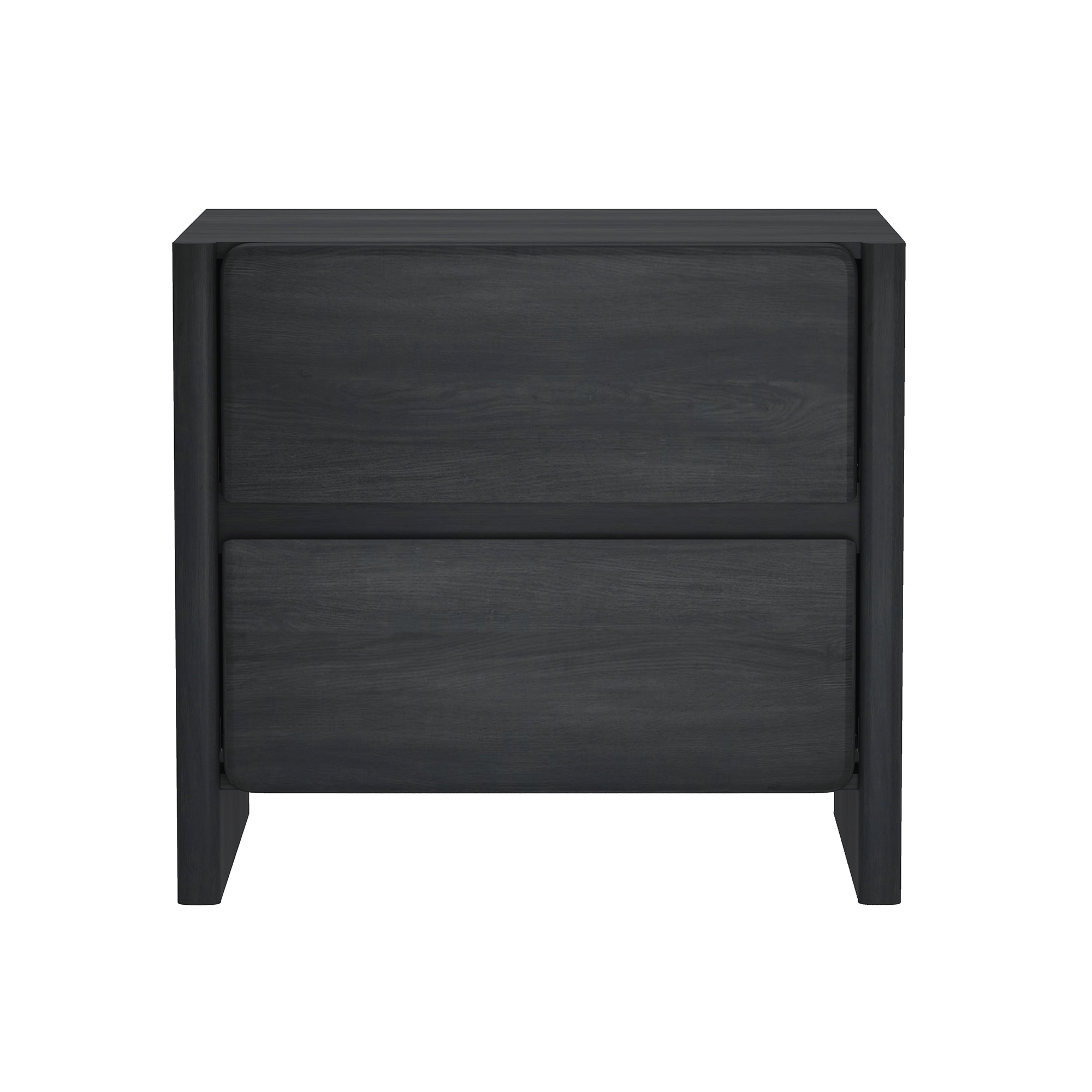 Modern Nightstand with 2 Drawers Wood Grain Texture Minimalist Design
