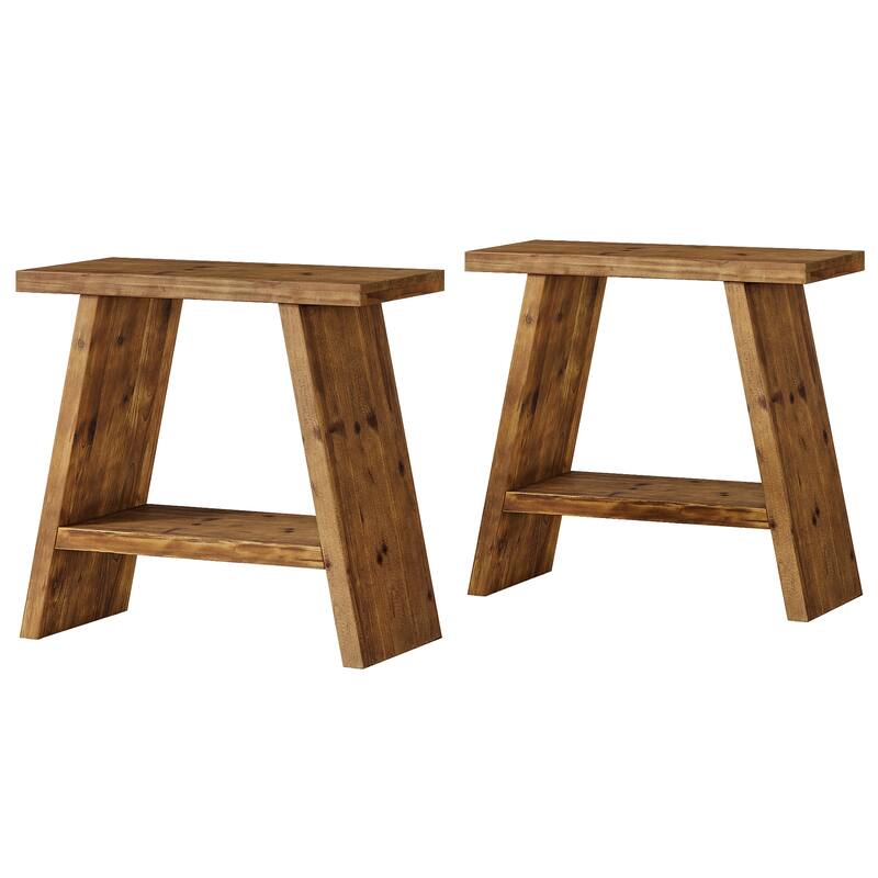 Solid Wood End Table for Living Room (Set of 2) - 11.81"D x 23.62"W x 23.62"H