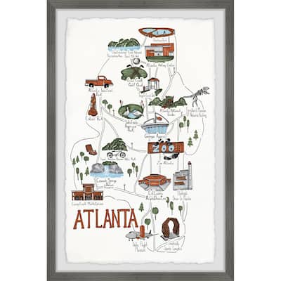 'Illustrated Map of the City of Atlanta' Framed Painting Print