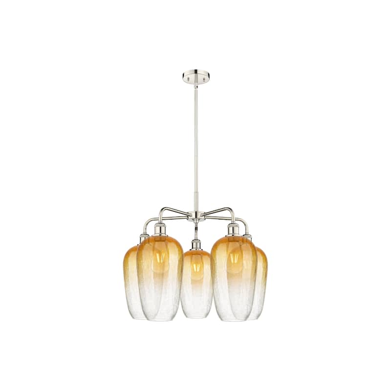 Innovations Lighting Endless Possibilities Ballston - Brookhaven Flute - 5 Light 26" Stem Hung Chandelier - Polished Nickel/Amber