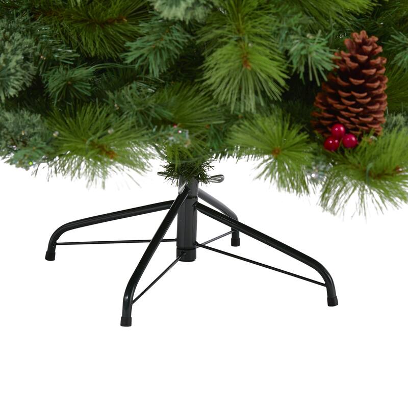 6' Montana Mixed Pine Artificial Christmas Tree with Pine Cones, Berries and 350 Clear LED Lights