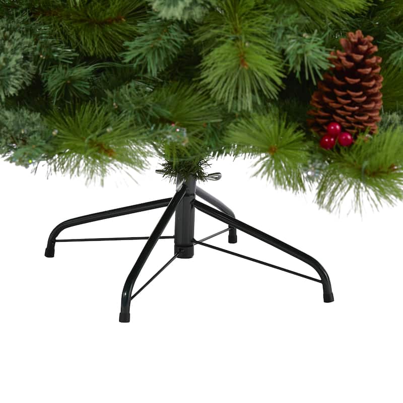 6ft. Mixed Pine Artificial Christmas Tree with Pine Cones, Berries and 350 Clear LED Lights - Elegant Holiday X-Mas Tree