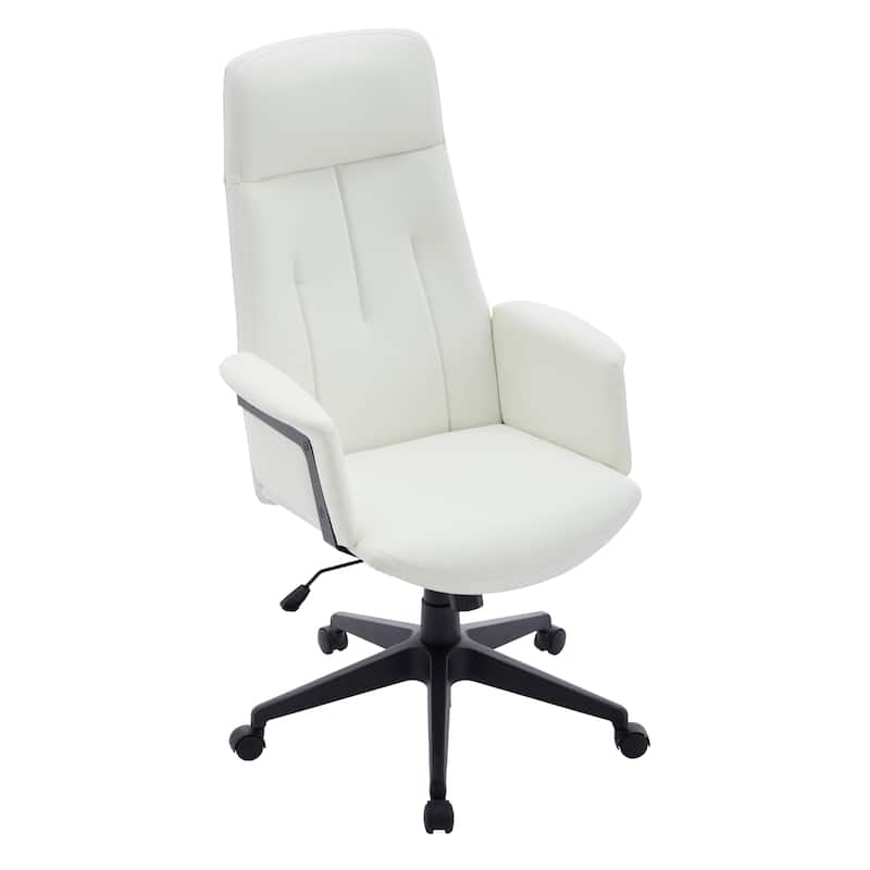 Infini Ergonomic Modern High Back Leather Executive Office Chair with Adjustable Height, Swivel, Padded Armrests & Iron Base