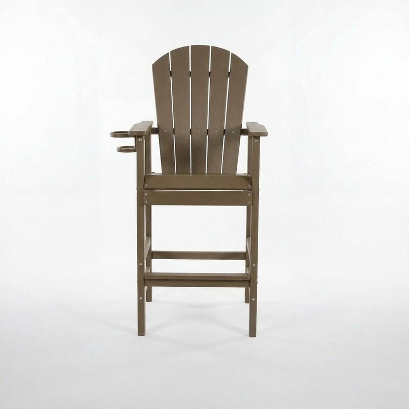 3-Piece HDPE Bar-Height Patio Set, 42.1" Square High Top Pub Table with Umbrella Hole + 2 Bar Stools with Cup Holders