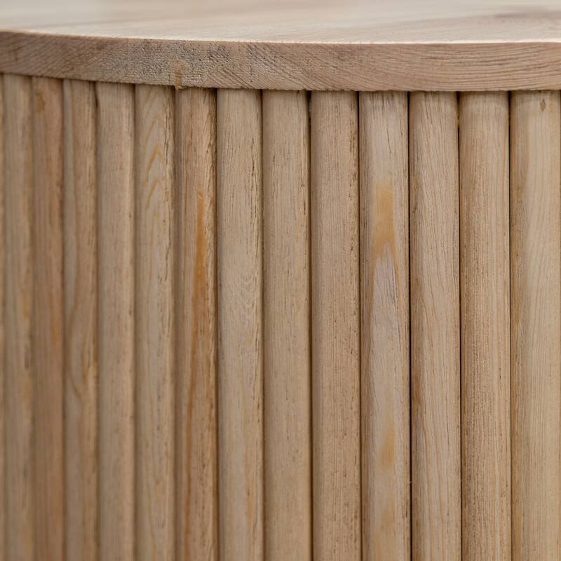 Izya 20 Inch Chairside End Table, Drawer, Intricate Ribbed Column, Brown