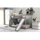 preview thumbnail 4 of 11, Twin over Twin Bunk Bed Wood Guardrail Bed with Convertible Slide and Storage Stairway Kids Teens