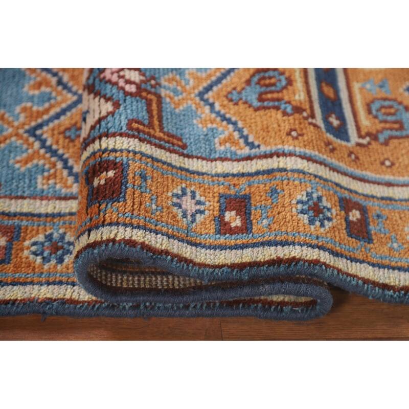 Geometric Kazak Runner Rug Hand-Knotted Wool Carpet - 2'6" x 7'10"