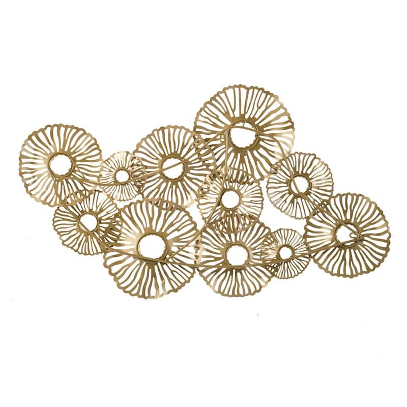 Modern Gold Iron Art Wall Decor with Open Circular Shape, for Office Beach Sunroom and Chic Living Room