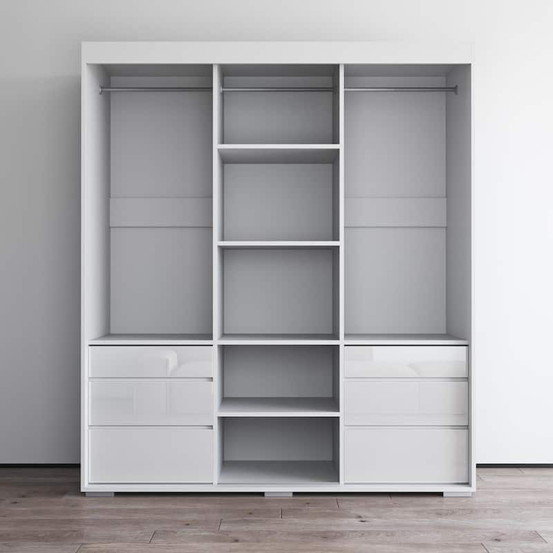 Monaco 3-door Modern 71-inch Wardrobe with Mirror