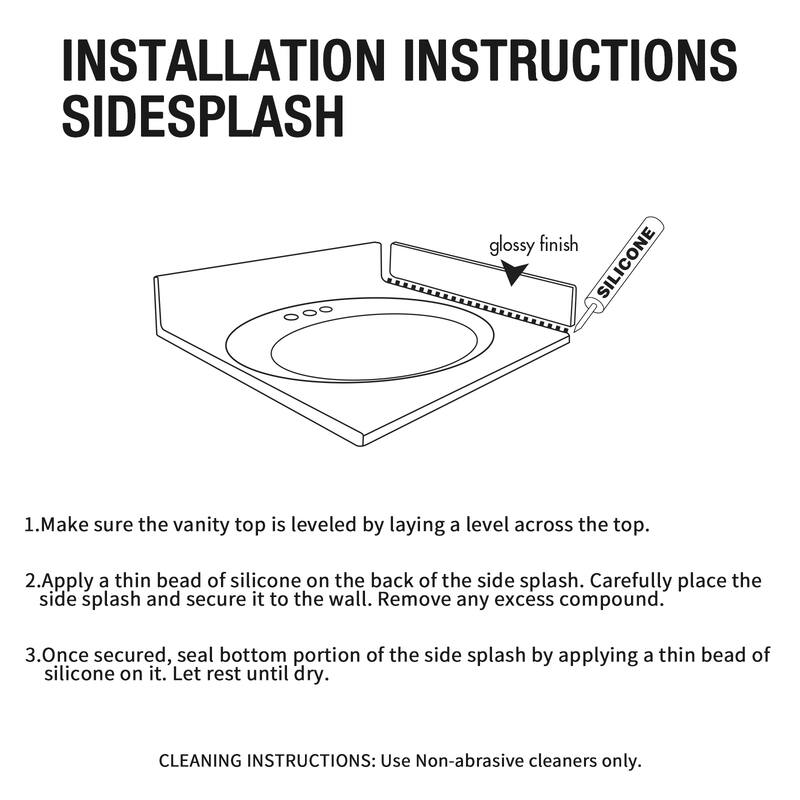 21in. White Feather Quartz Bath Vanity sidesplash - 21" x 4"