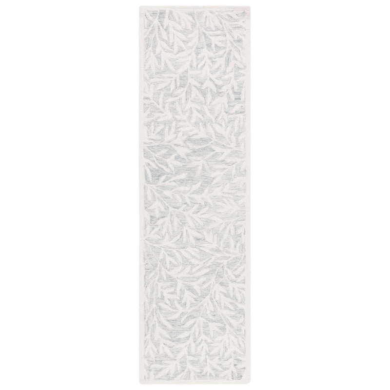 SAFAVIEH Handmade Jardin Mariegret Wool Rug - 2'3" x 8' Runner - Light Grey/Ivory