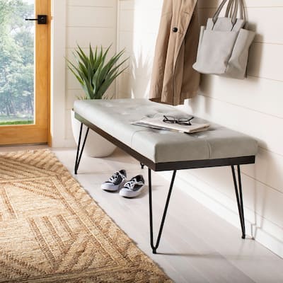 SAFAVIEH Marcella Grey/ Black Bench - 46.8" x 19.3" x 18"