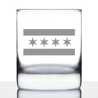 Chicago Flag - Whiskey Rocks Glass - Chicago Gifts & Decor - 10.25 ...