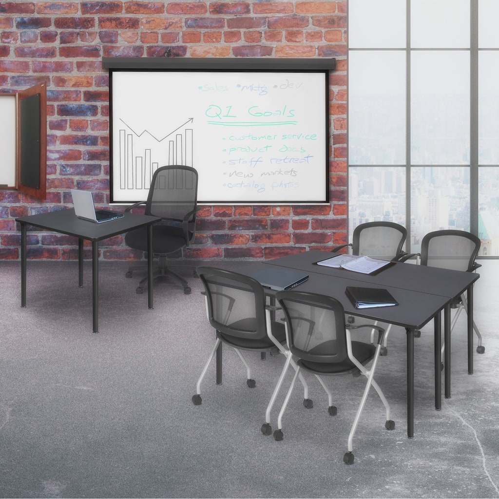 60 x 24 in. Folding Training Seminar Table- Grey Top, Black Legs