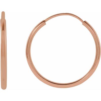 Curata 14k Rose Gold 15x1mm Polished Endless Flexible Tube Hoop Earrings