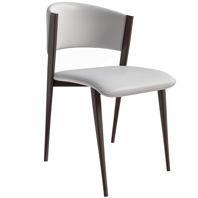 Aspen Dining Chair with Leather Seat in Black Metal by LeisureMod - White