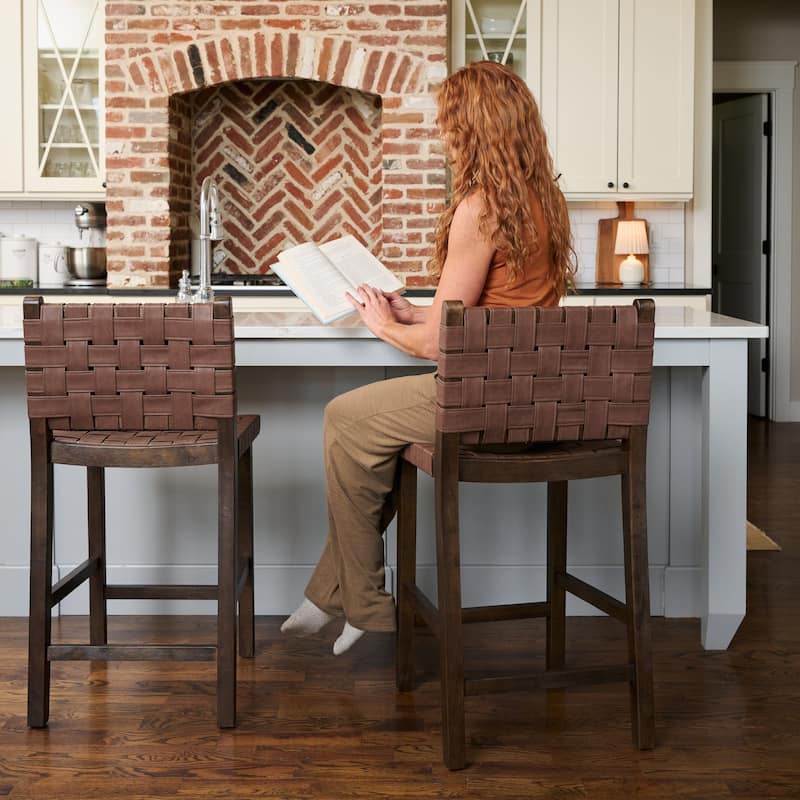 Maven Lane Noah Kitchen Dining Stool with Vegan Leather