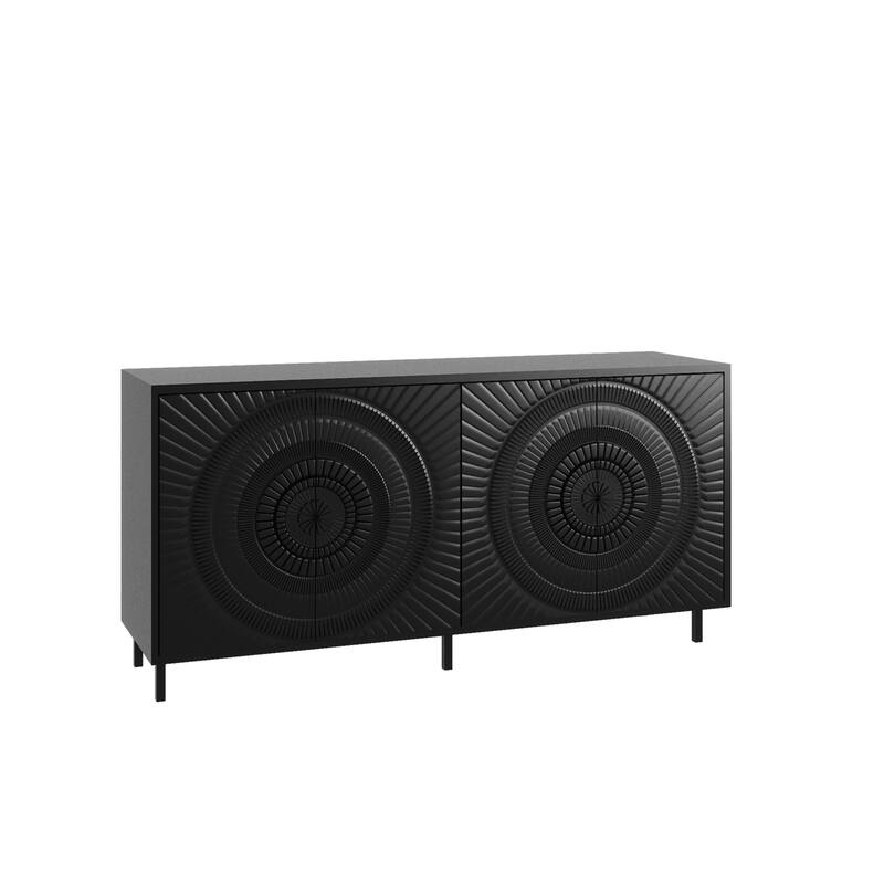 GDF Studio - Weselon Modern Black Wood Sideboard Buffet Cabinet with Adjustable Shelves