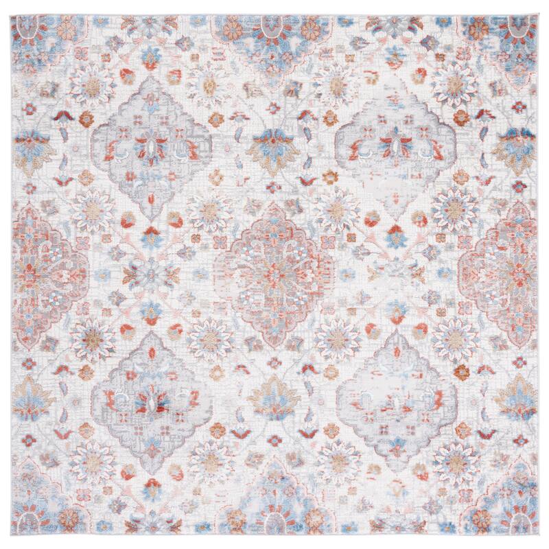 SAFAVIEH Shivan Henka Floral Rug - 6'7" x 6'7" Square - Ivory/Rust - Square