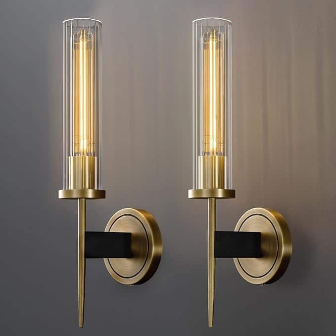 KAYLA 7.7 in. 1-Lights Gold Vanity Light with Texture Glass Shade(Set of 1) - Gold