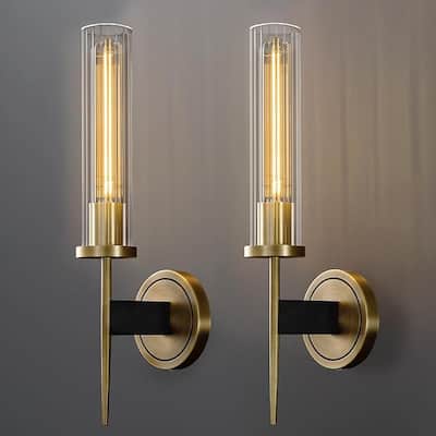 KAYLA 7.7 in. 1-Lights Gold Vanity Light with Texture Glass Shade(Set of 1)