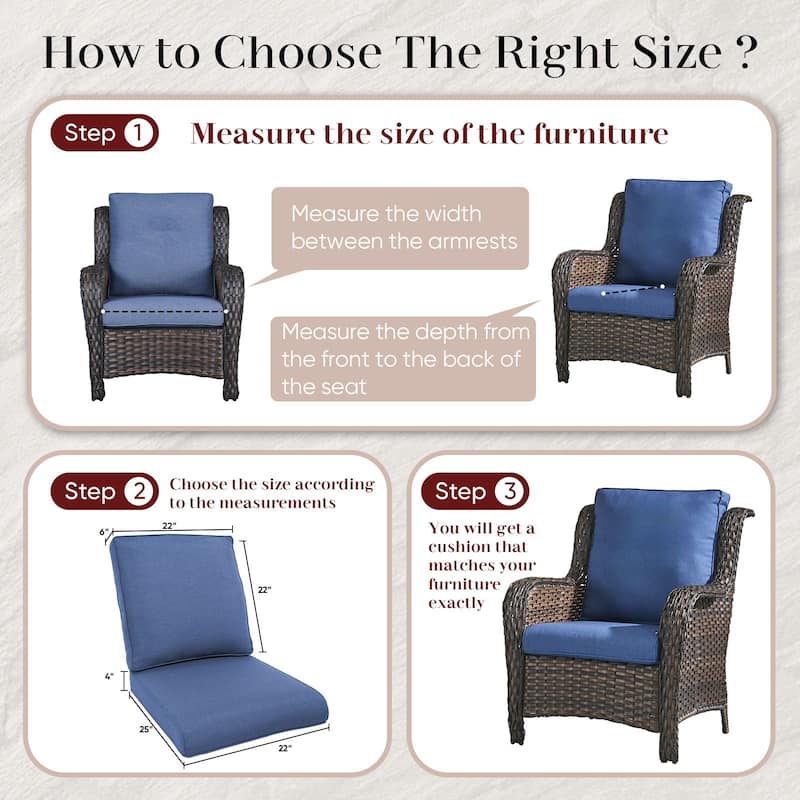 Pocassy 22x25x4" Cushion for Outdoor Swivel Chairs Sofa Set