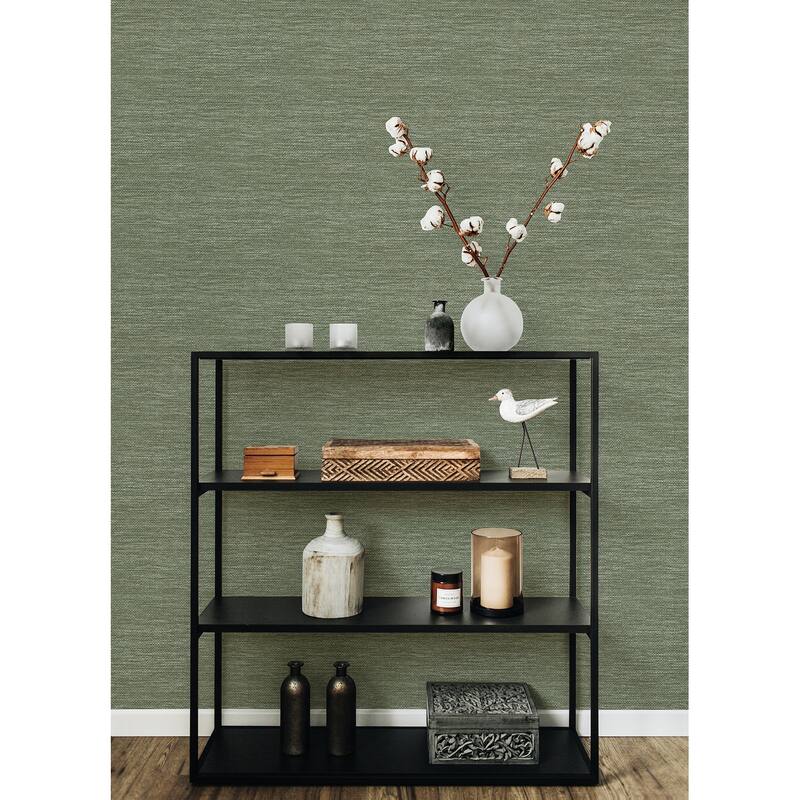 A-Street Prints Malin Moss Faux Grasscloth Wallpaper