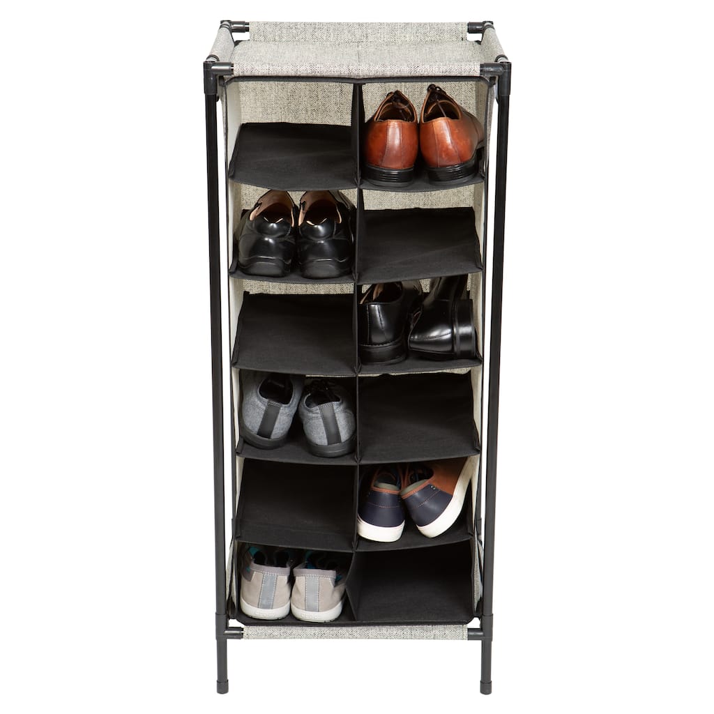 Simplify 12 Section Shoe Organizer in Black - 16"x 13.8"x 37.8"