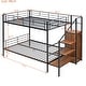 preview thumbnail 3 of 9, Full Over Full Metal Bunk Bed with Lateral Storage Ladder and Wardrobe