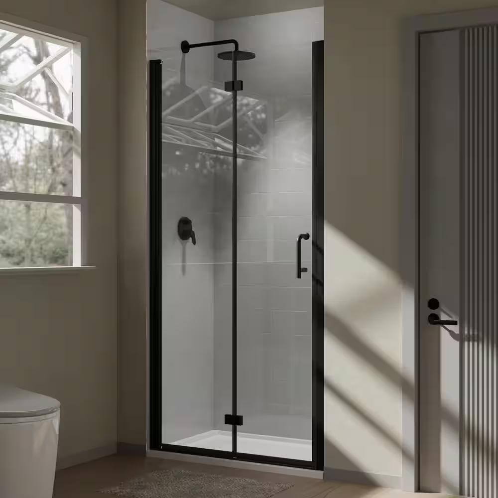 Bifold Semi-Frameless Shower Door with Clear Glass