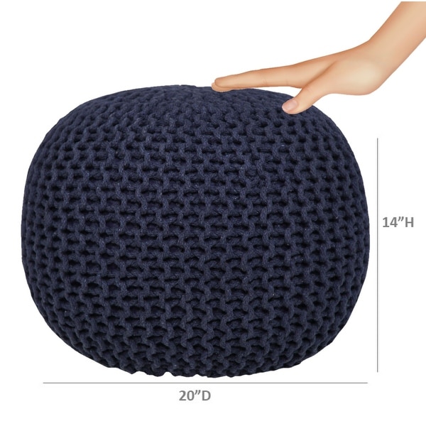 Lychee Knitted Cotton Round Pouf Ottoman
