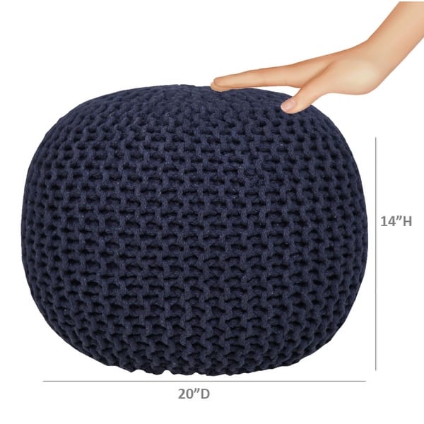dimension image slide 11 of 10, AANNY Designs Lychee Knitted Cotton Round Pouf Ottoman