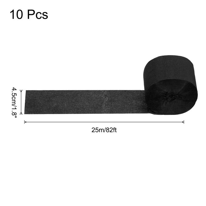 Crepe Paper Streamers 10 Rolls for Decoration - Black - 1.8 in x 82 Ft/Roll