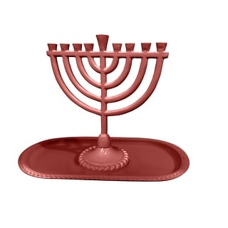 Menorah Red Menorah And Tray Set Red , Menorah 6Wx6.5H