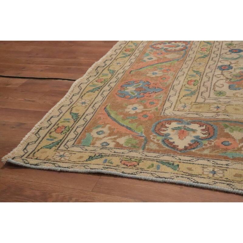 Hand Knotted Oriental 100% Wool Carpet Traditional Floral Greys & Charcoal Tabriz Area Rug - 12' 10'' X 9' 5''