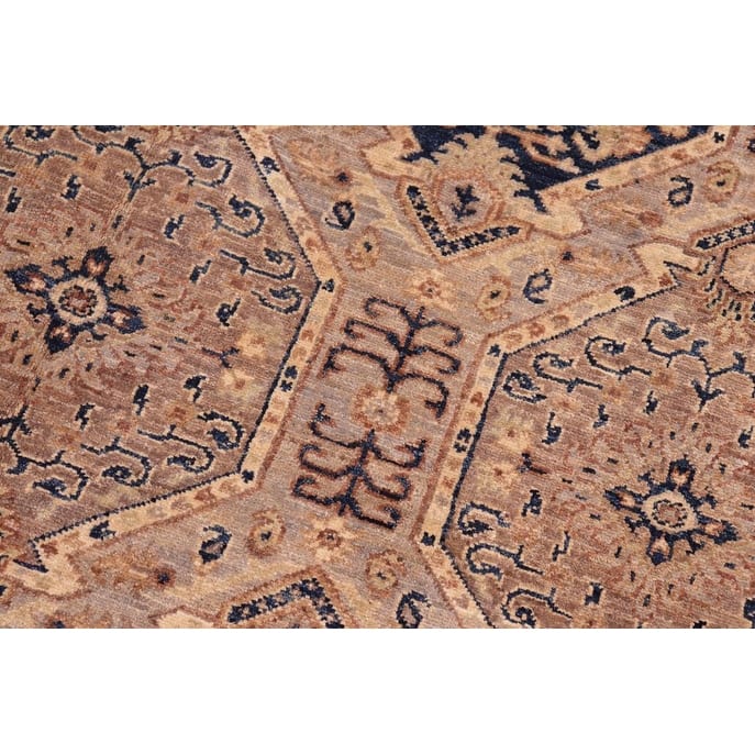Boho Chic Ziegler Viviana Blue Beige Hand-knotted Wool Rug - 5'0" x 7'0"