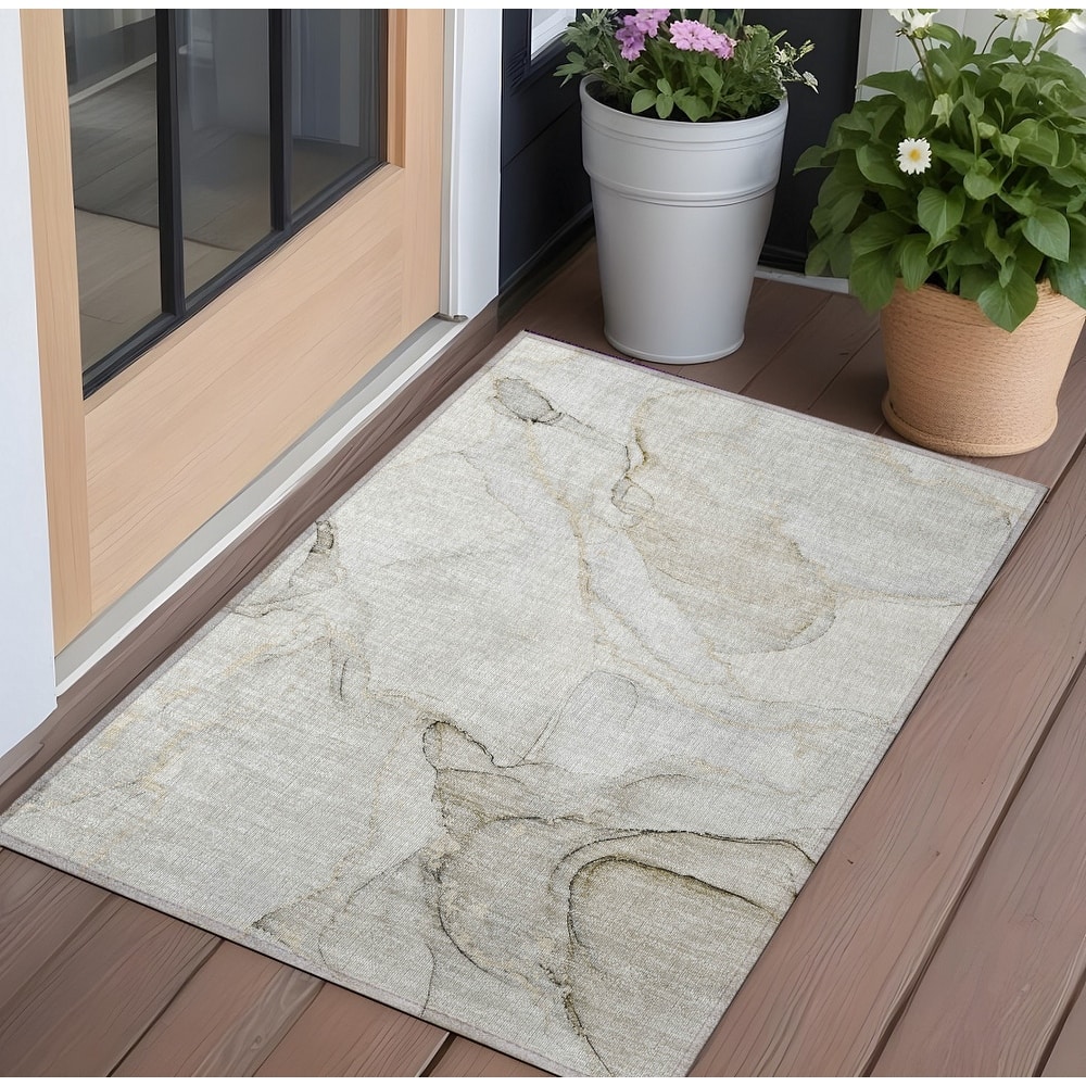 Rami Graceful Floral Weather Resistant Classic Meets Modern Outdoor Rug
