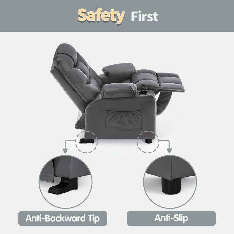 MCombo Big Kids Recliner Chair with Cup Holders - 28.3"(L)x26.0"(W)x34.2"(H)