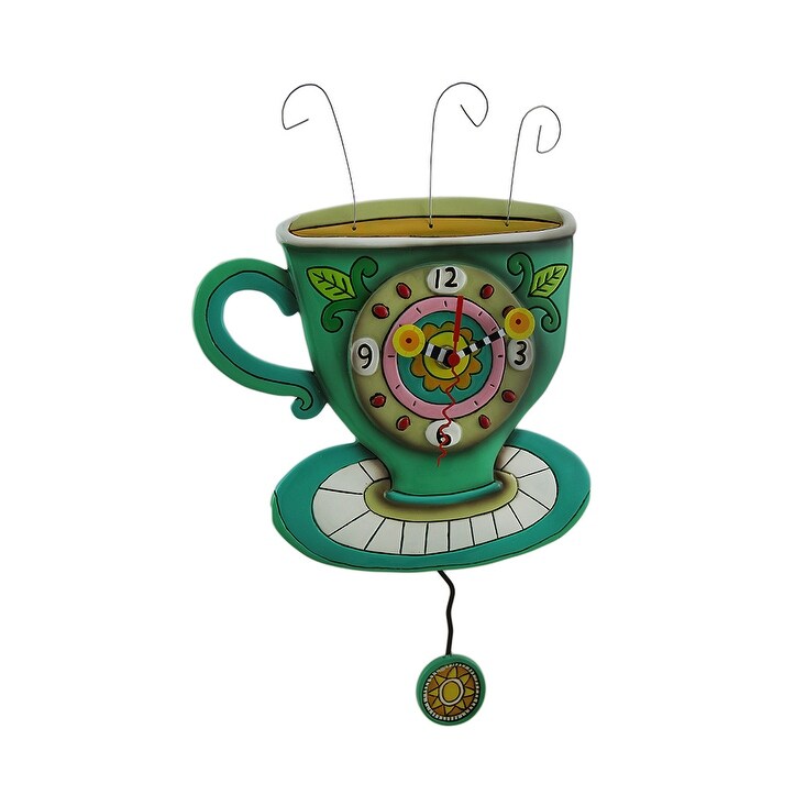 Shop Allen Designs Sunny Cup Of Coffee Pendulum Wall Clock 10 5