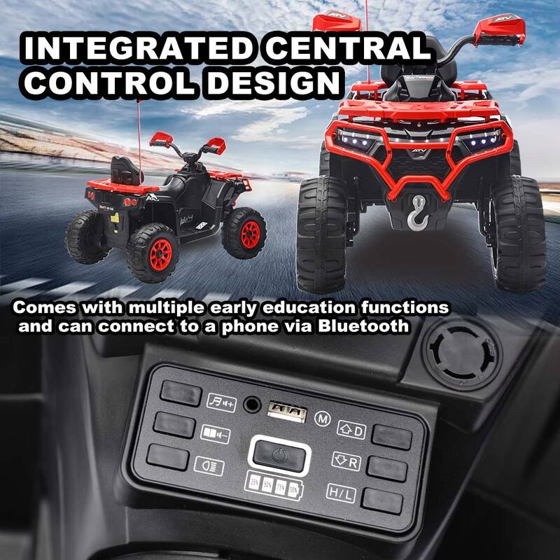24V Kids Electric ATV Ride-On Toy for Ages 3-8, Without Remote Control - Red
