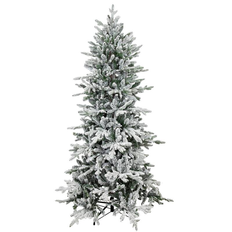 HomeRoots 6' Slender Flocked Pine Christmas Tree - Green/White - 42.00 in. x 72.00 in. x 42.00 in.