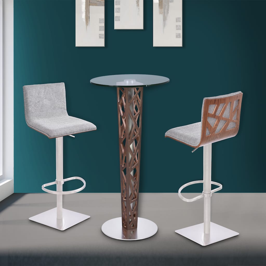 Armen Living Crystal Bar Table with Clear Tempered Glass Top