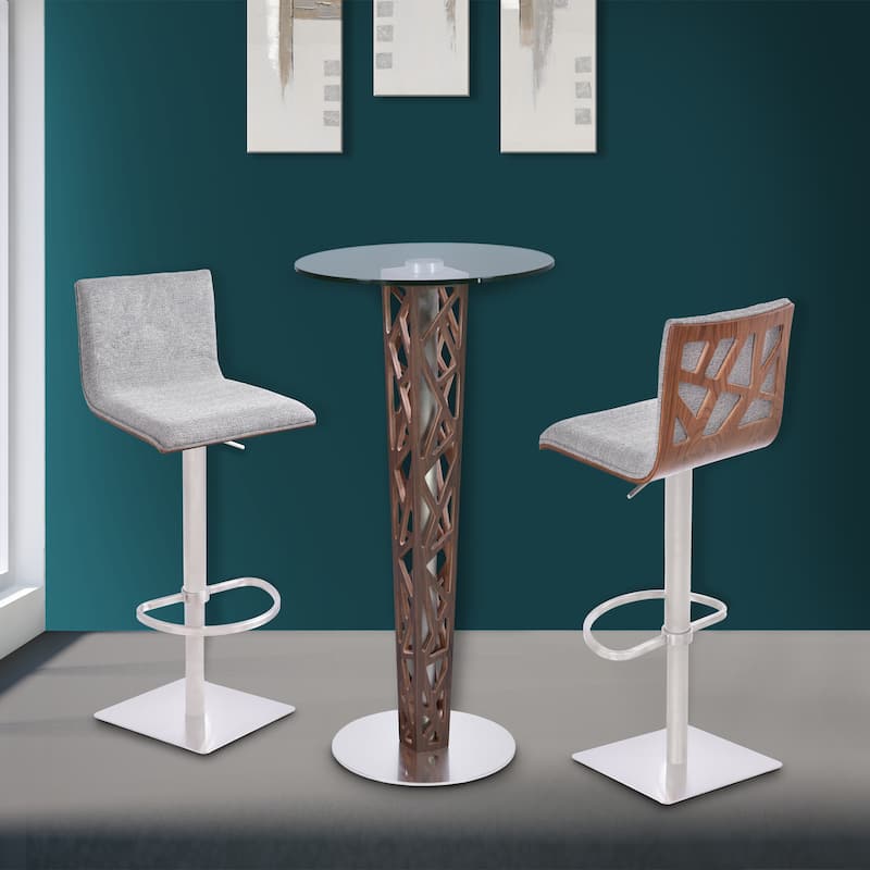 Armen Living Crystal Bar Table with Clear Tempered Glass Top