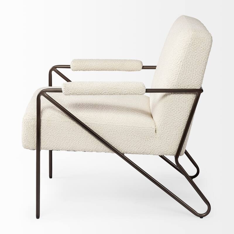 Vicunya Cream Fabric w/Gun Metal Gray Metal Frame Accent Chair - 27.2L x 30.7W x 30.7H