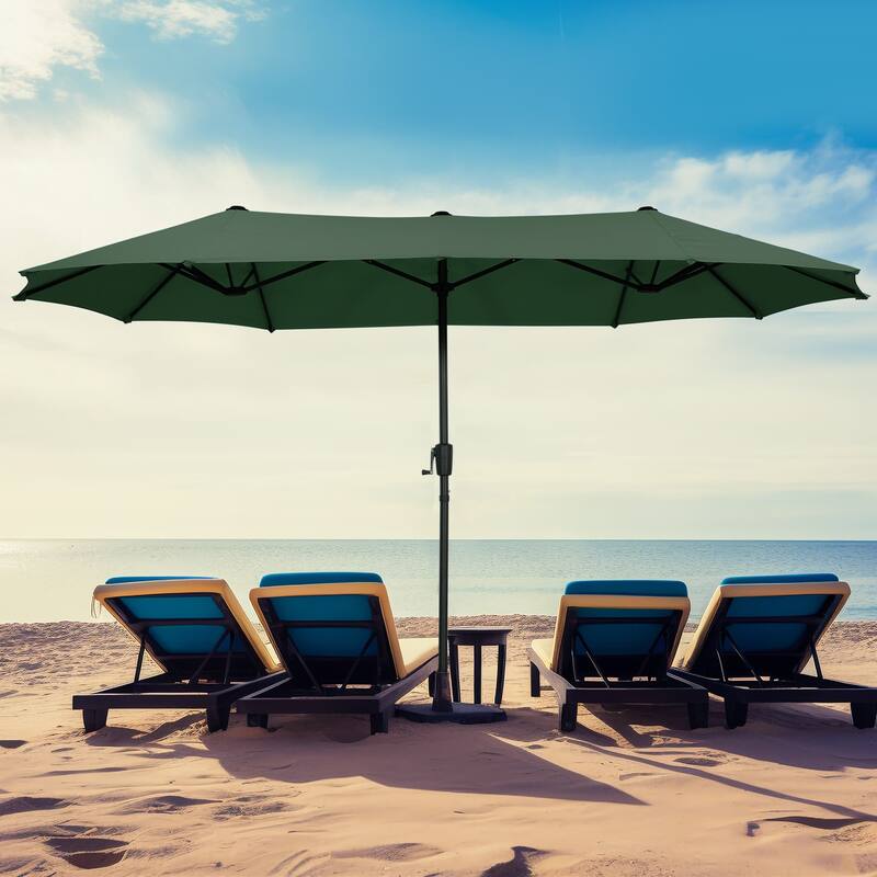 Autlaycil 13ft Extra Large Patio Umbrella with Solar Lights(Without Base) - Green