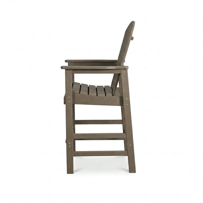 3-Piece HDPE Bar-Height Patio Set, 42.1" Square High Top Pub Table with Umbrella Hole + 2 Bar Stools with Cup Holders