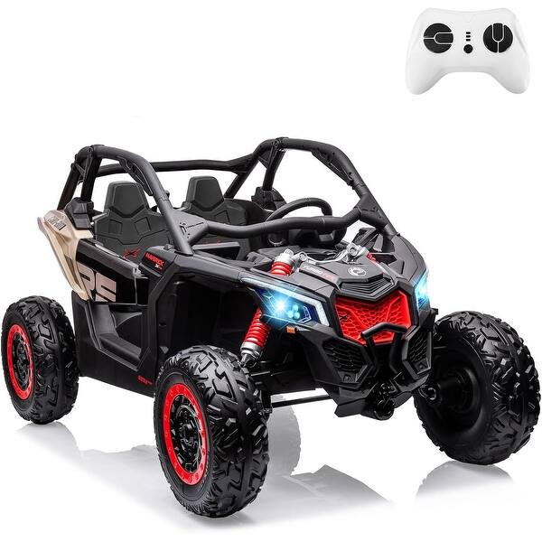 slide 2 of 48, 2 Seats Ride on UTV with Remote Control for Kids, Max Load 130LBS Black