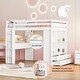 preview thumbnail 1 of 47, Solid Wood Loft Bed with Shelves and LED Light Full - White