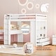 preview thumbnail 23 of 26, Wooden Loft Bed Twin/Full Size with Multi-Storage Desk, LED Light & Large Shelves, Solid Wood High Loftbed Frame w/Safety Rails White - Full
